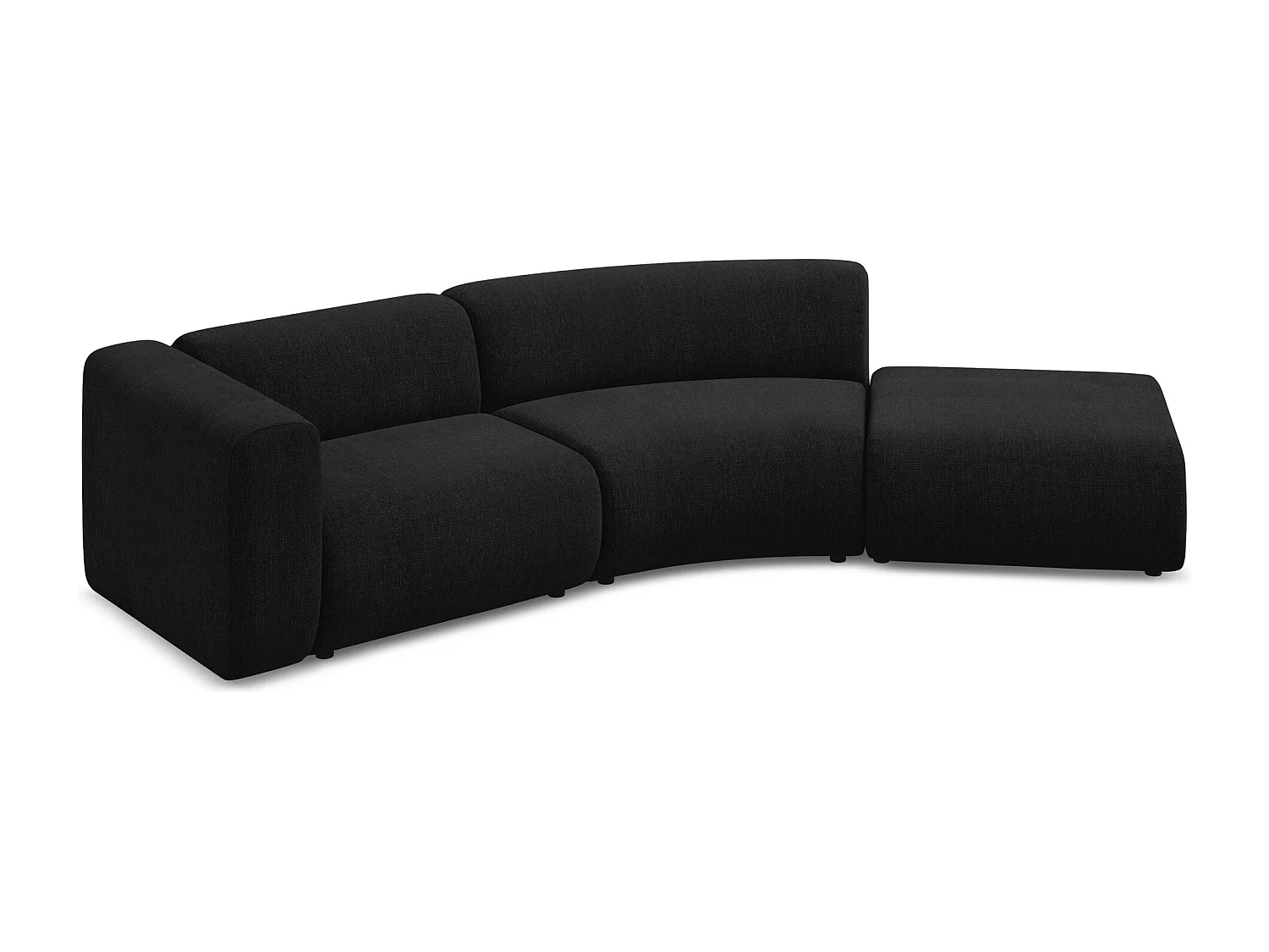 4-Sitzer Sofa Rechts - - Chenille - Schwarz - EKAHI