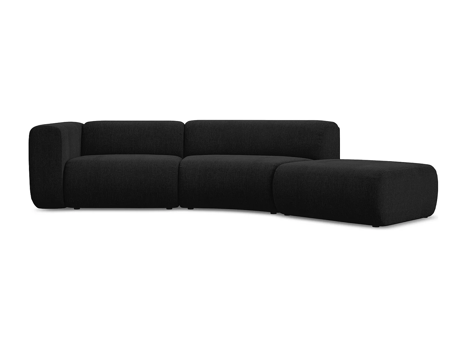 Canapé modulable 4 places droit en tissu chenille - noir - EKAHI