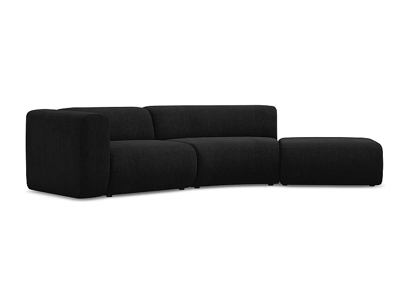 Vierzits modulaire bank rechts van zwart chenille stof - EKAHI