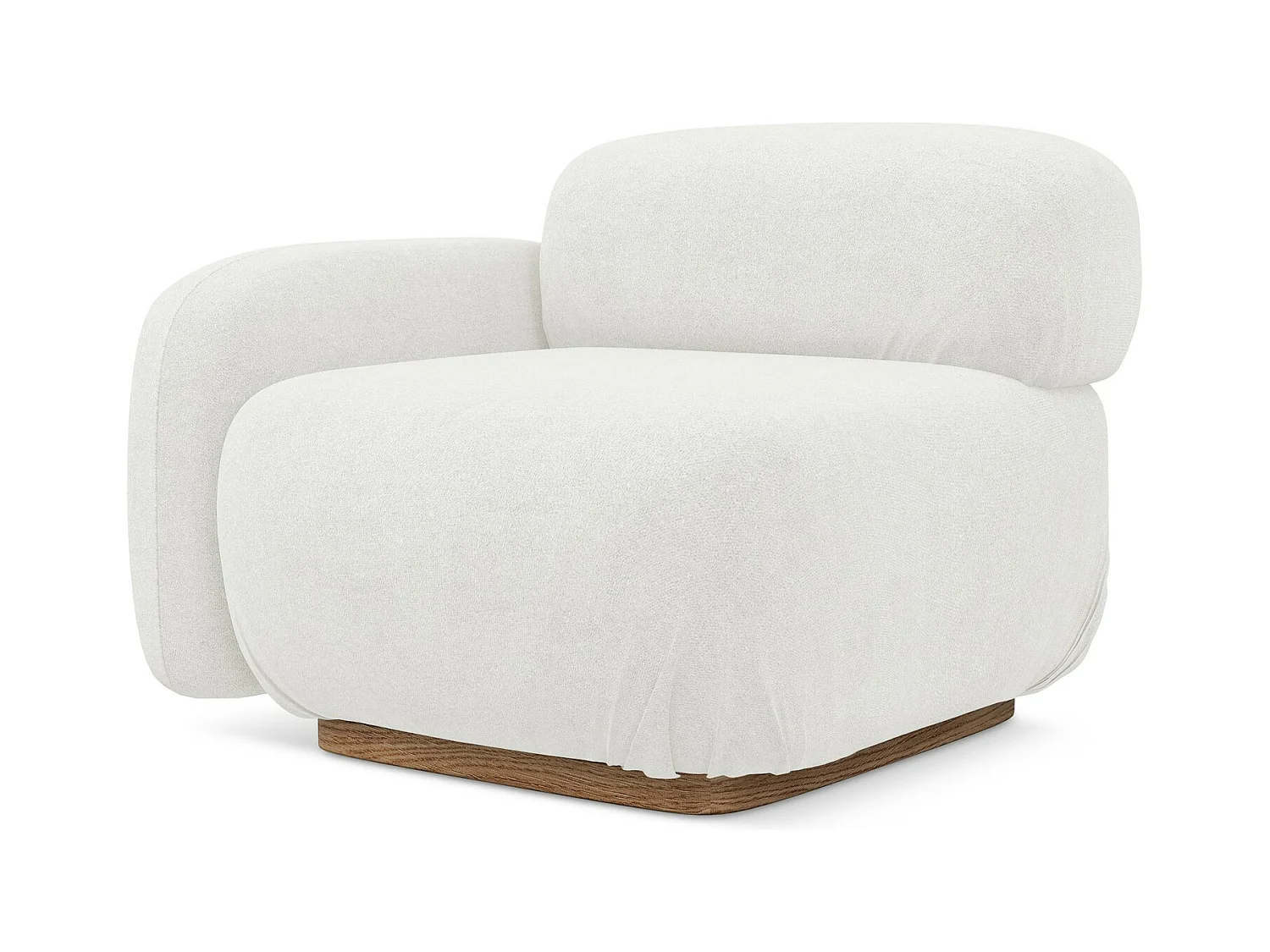 Module avec accoudoirs gauche en tissu bouclette - blanc - AILANI