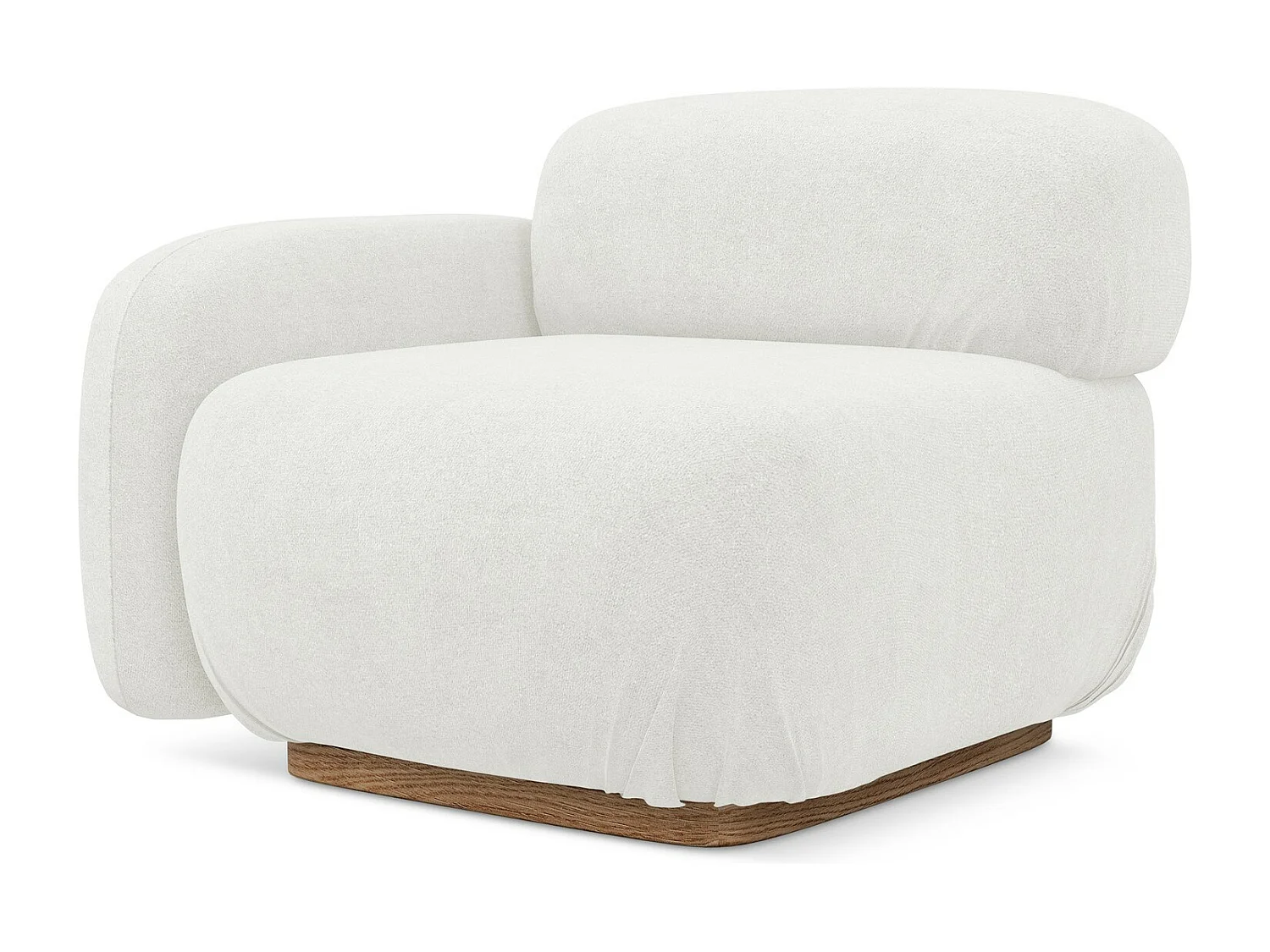 Module avec accoudoirs gauche en tissu bouclette - blanc - AILANI