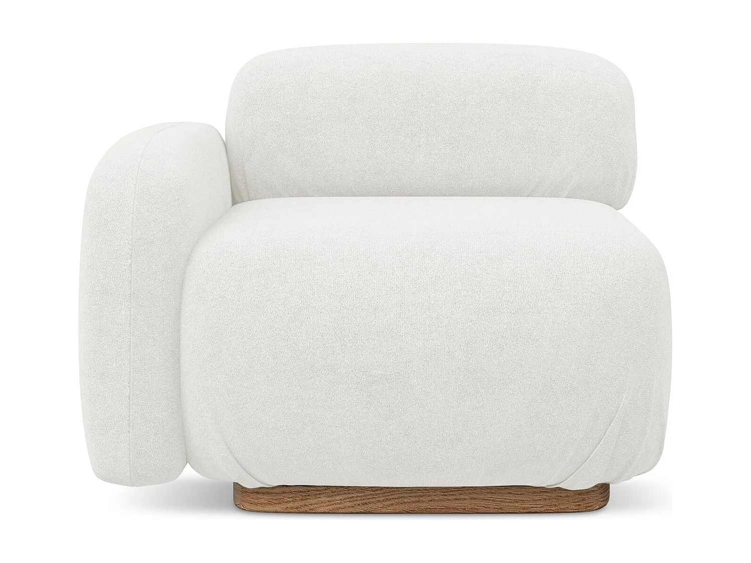 Module avec accoudoirs gauche en tissu bouclette - blanc - AILANI