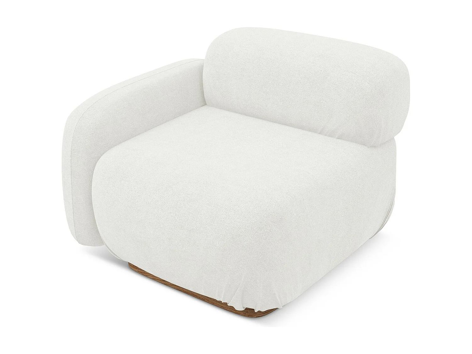 Module avec accoudoirs gauche en tissu bouclette - blanc - AILANI