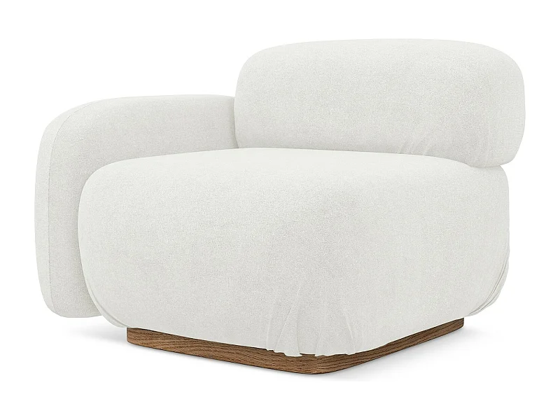 Module avec accoudoirs gauche en tissu bouclette - blanc - AILANI