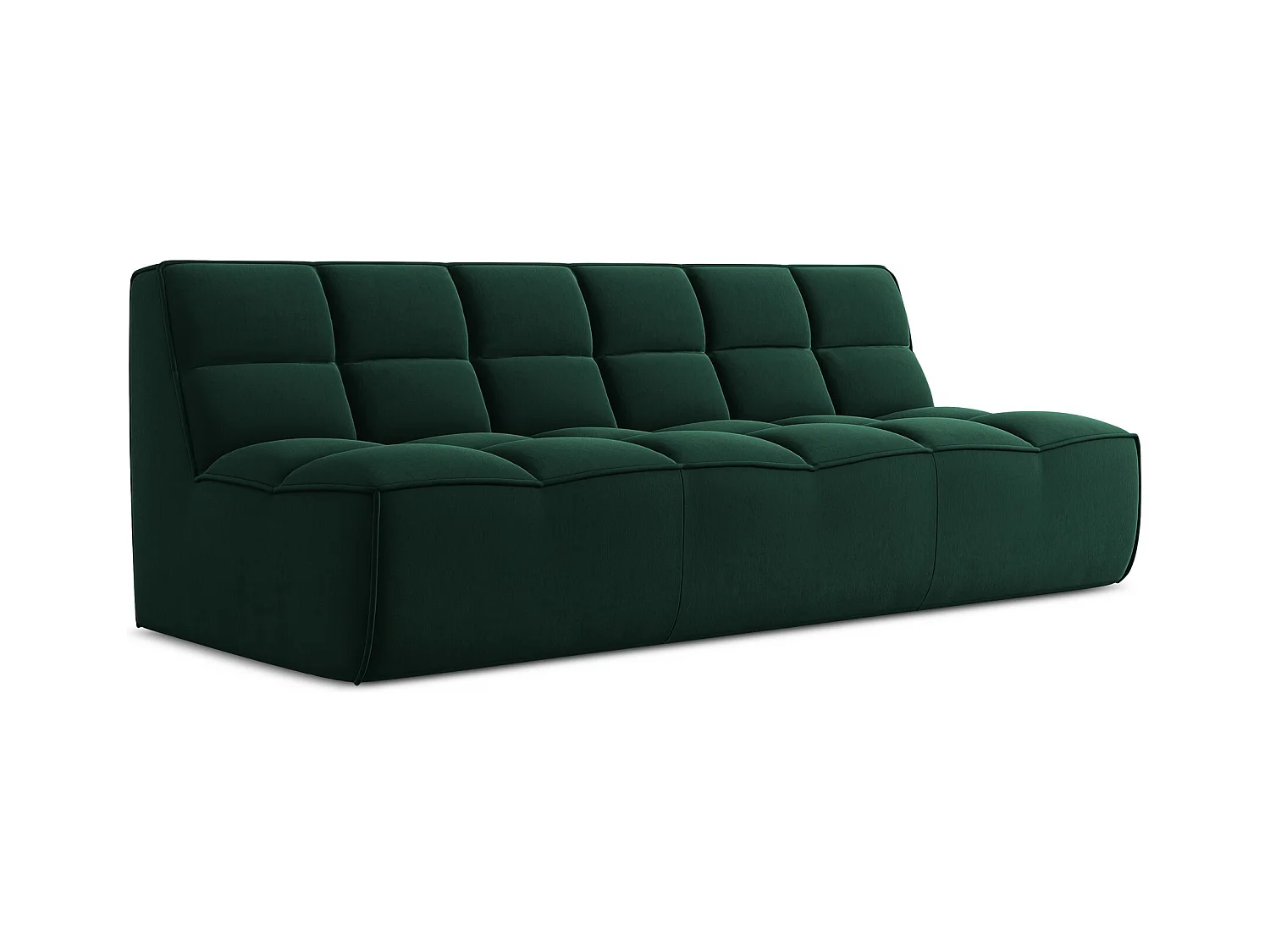 Modulares 3-Sitzer Sofa - - Samt - Flaschengrün - KALAI