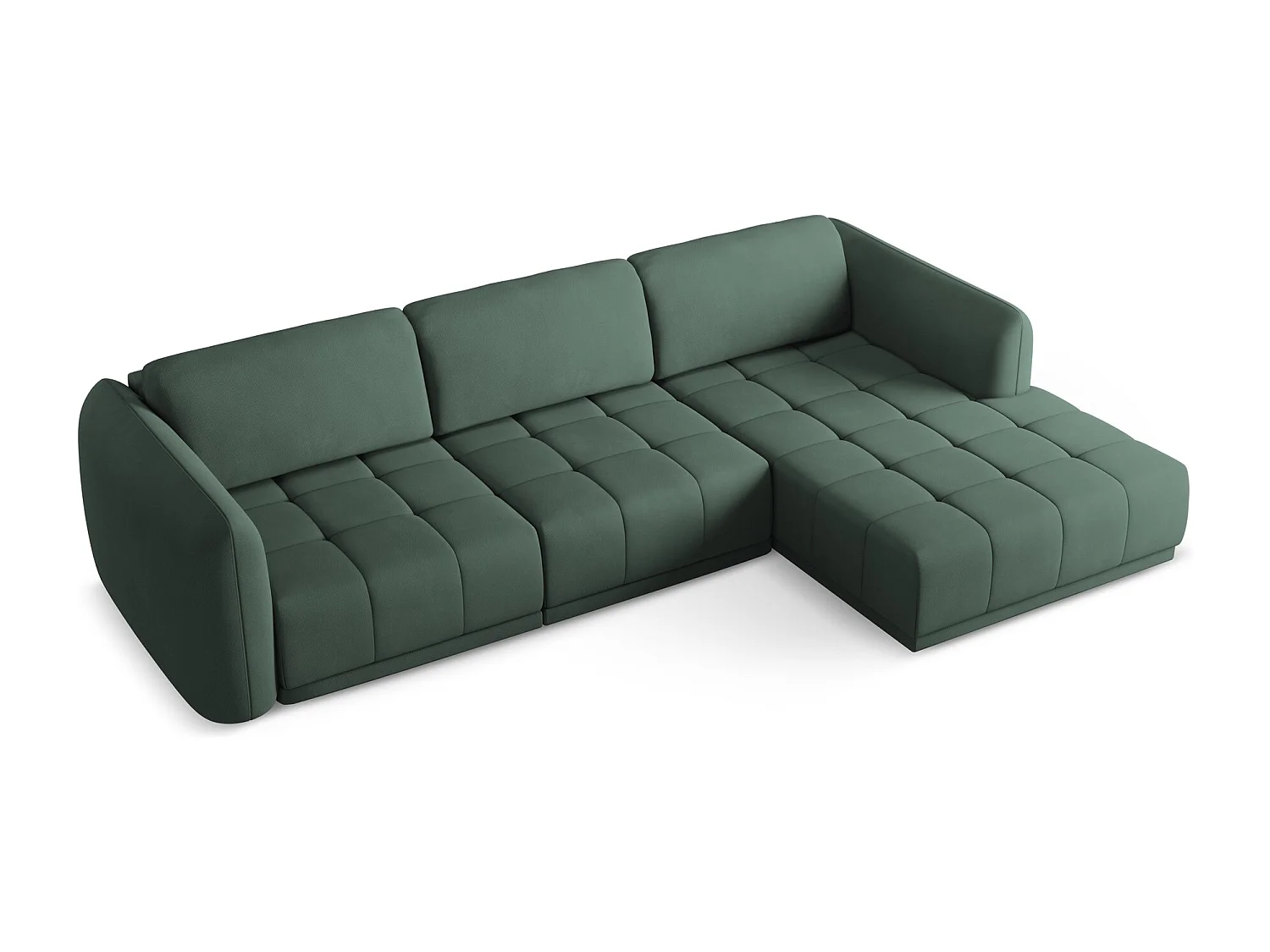 Ecksofa - Ecke Rechts - Chenille - Grün - HOKU