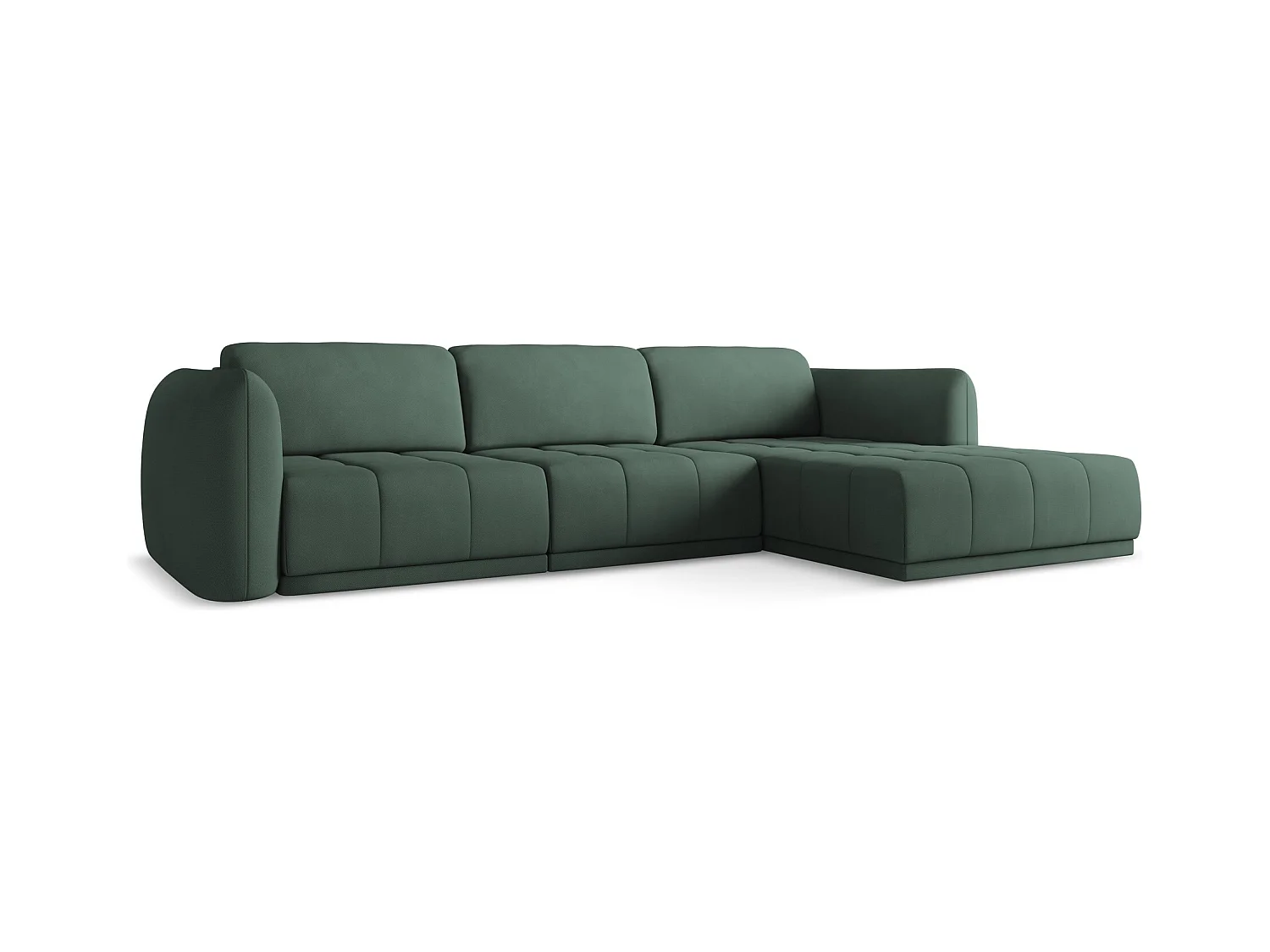 Canapé d'angle droit en tissu chenille - vert - HOKU