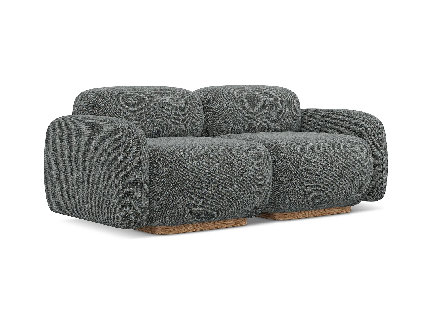 Canapé modulable 3 places en tissu texturé - acier - AILANI