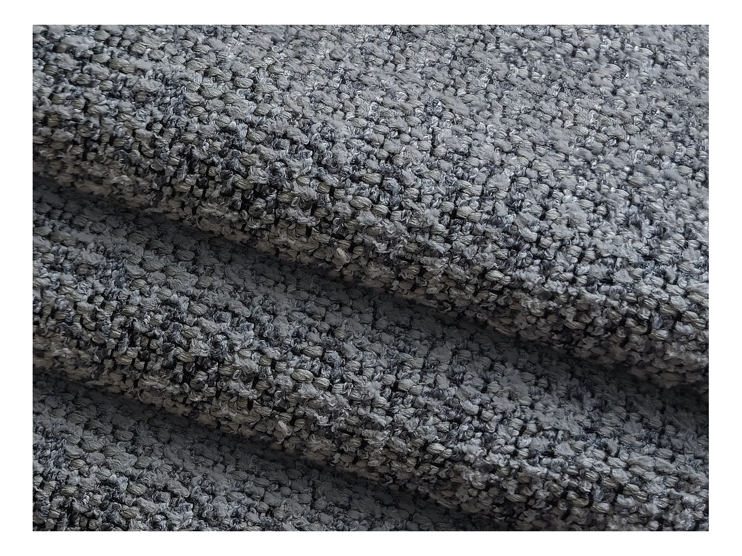 Canapé modulable 3 places en tissu texturé - acier - AILANI