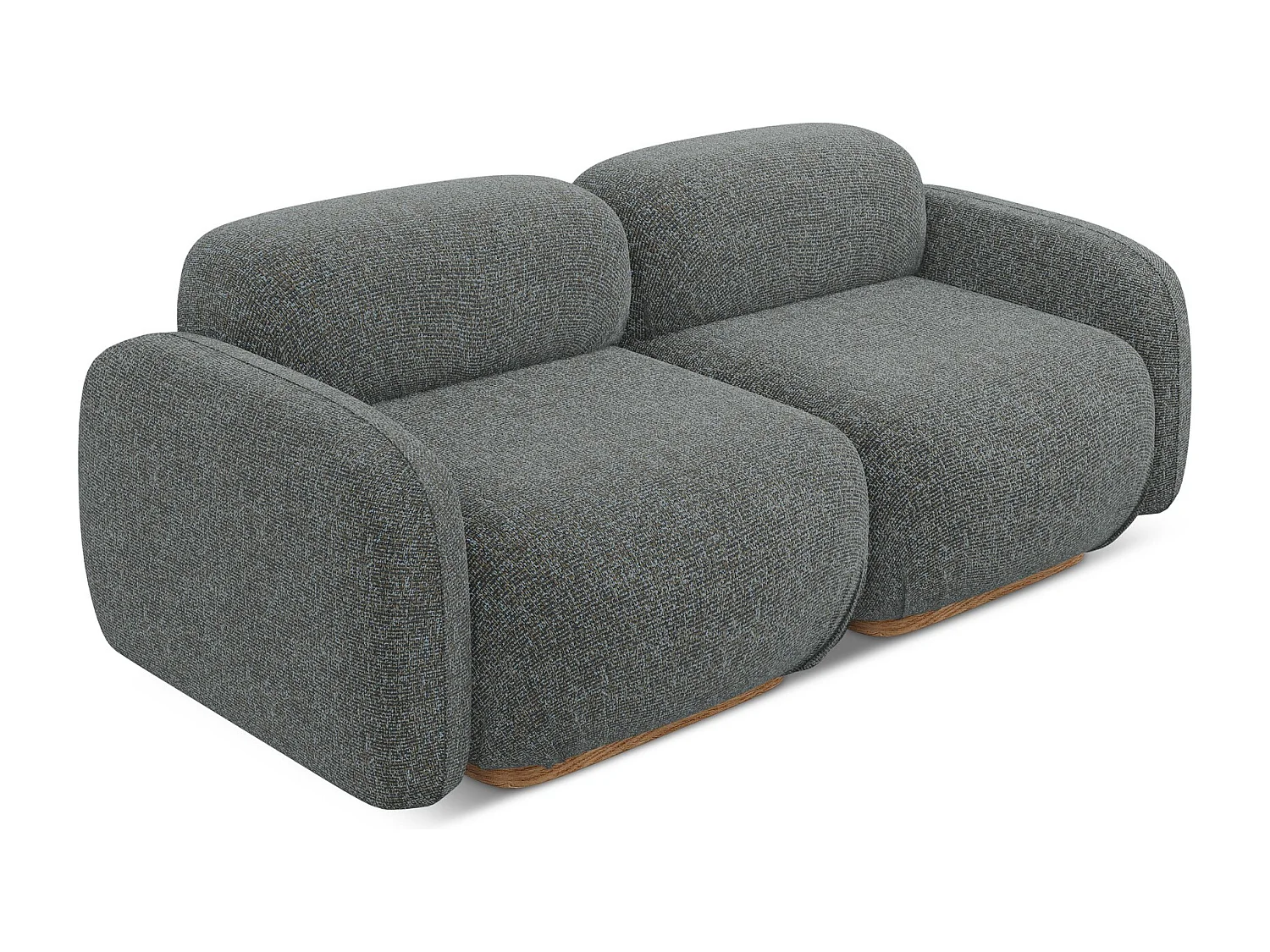 Canapé modulable 3 places en tissu texturé - acier - AILANI