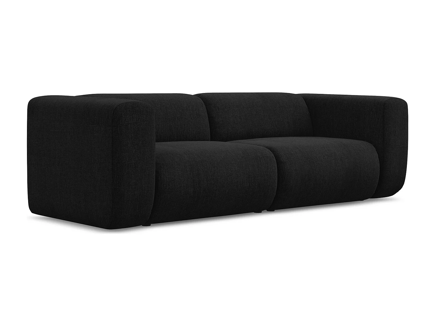 Driezits modulaire bank van zwart chenille stof - EKAHI