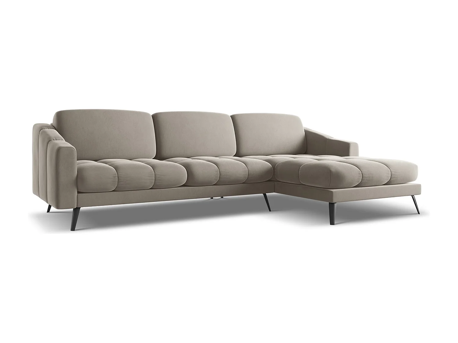 Ecksofa - Ecke Rechts - Samt - Taupe - NALU