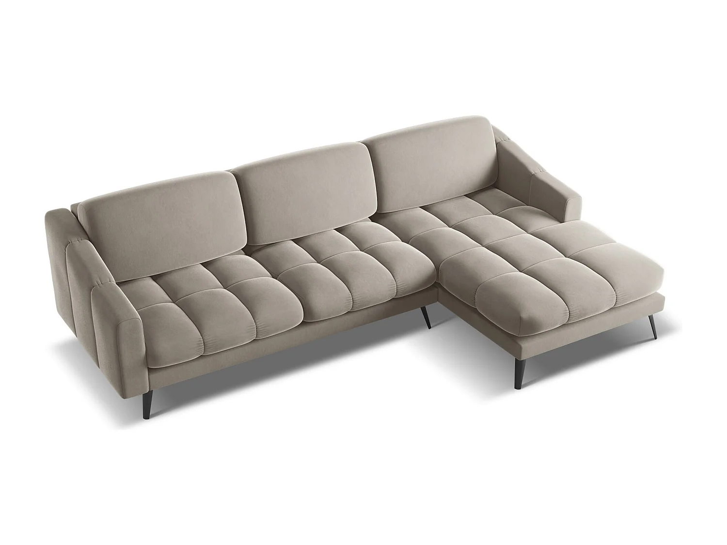 Ecksofa - Ecke Rechts - Samt - Taupe - NALU