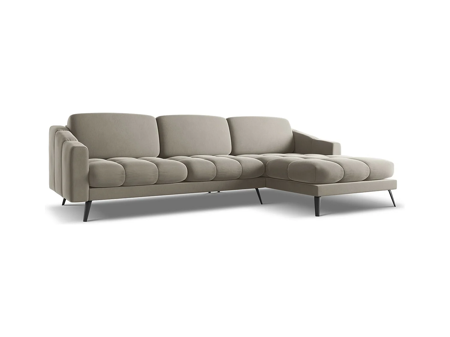 Canapé d'angle droit en velours - taupe - NALU