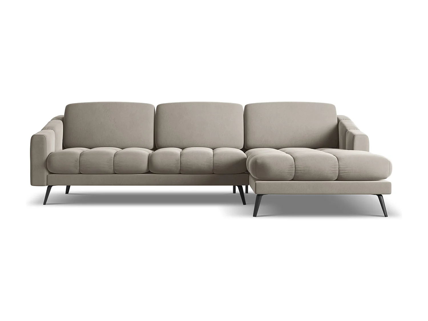 Canapé d'angle droit en velours - taupe - NALU