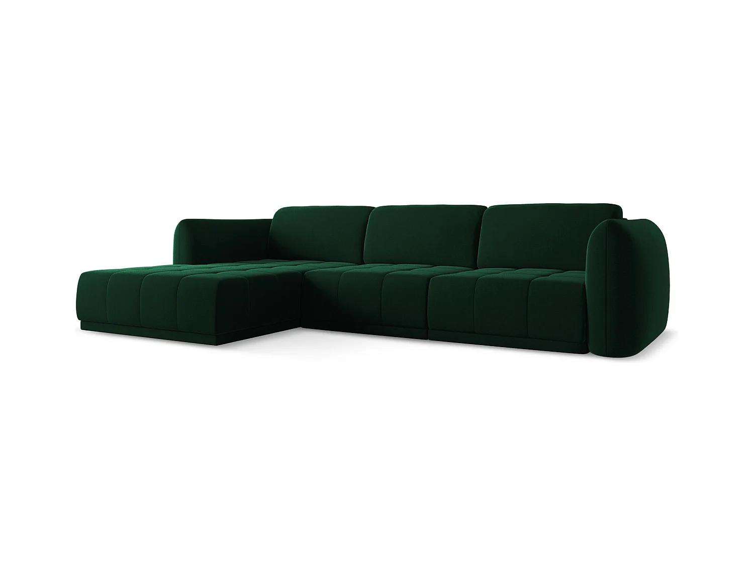 Ecksofa - Ecke Links - Samt - Flaschengrün - HOKU