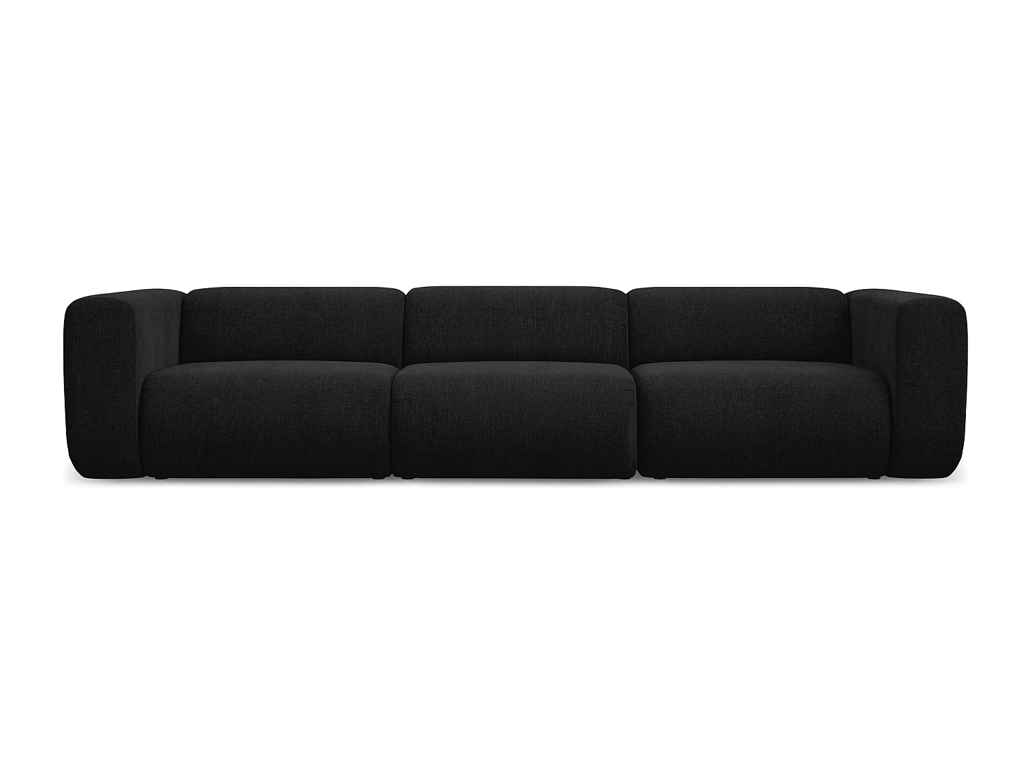 Vierzits modulaire bank van zwart chenille stof - EKAHI