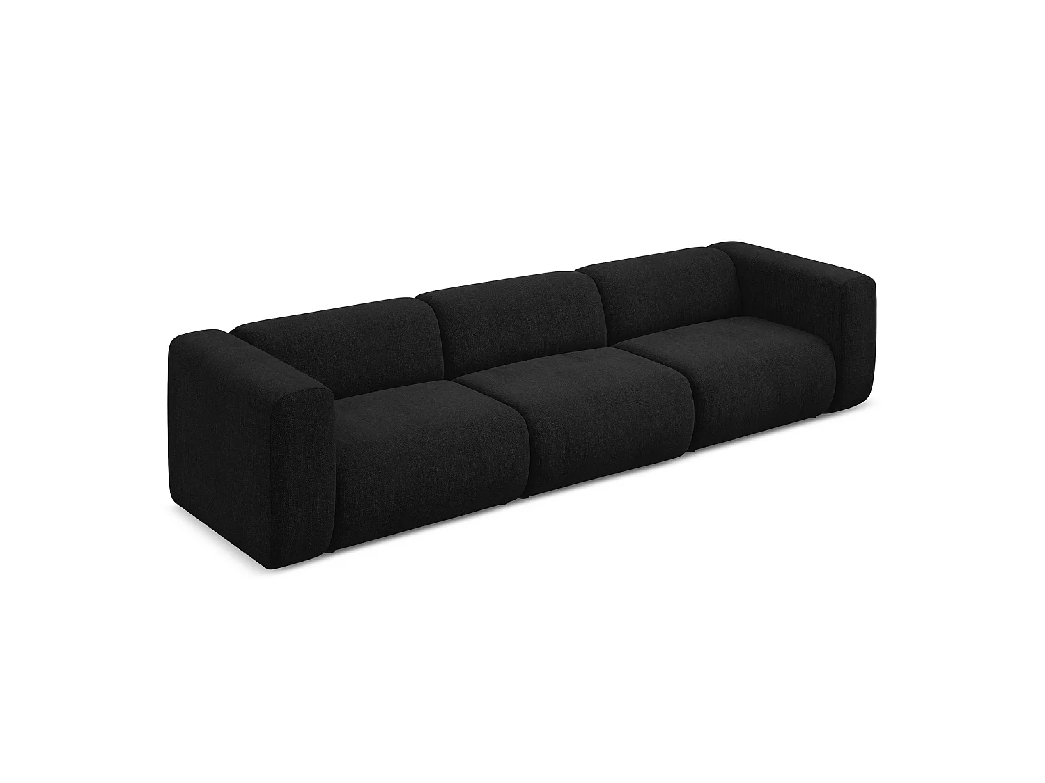Vierzits modulaire bank van zwart chenille stof - BARI