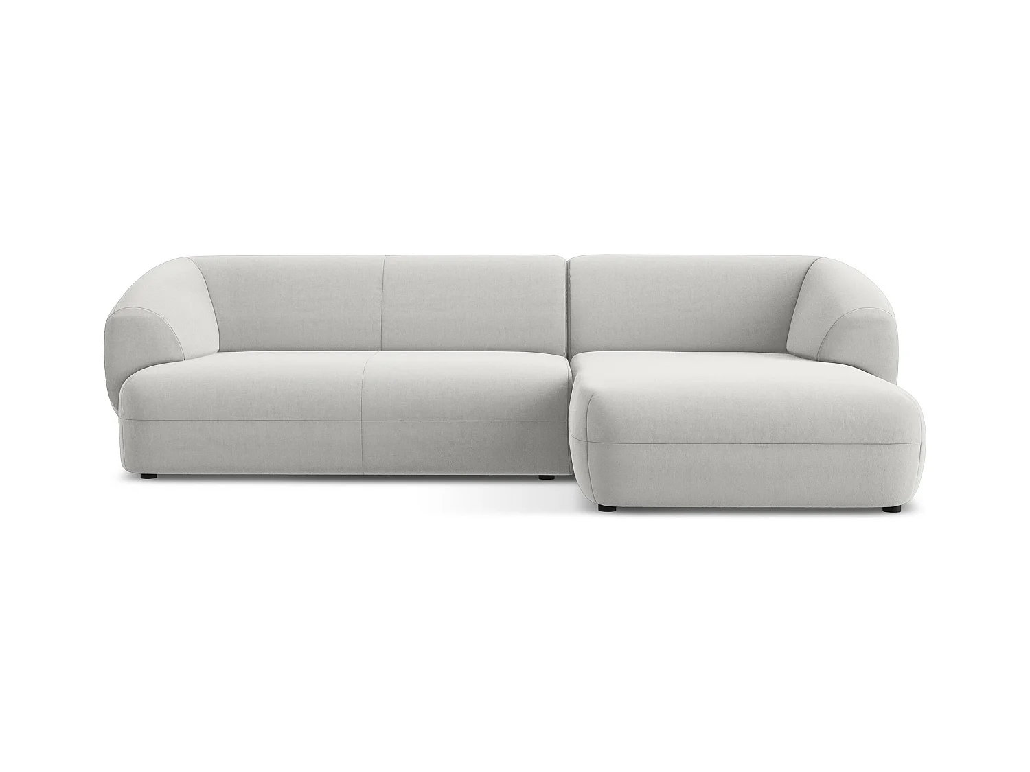 Canapé d'angle 3 places modulaire droit en velours - argent - MOANA