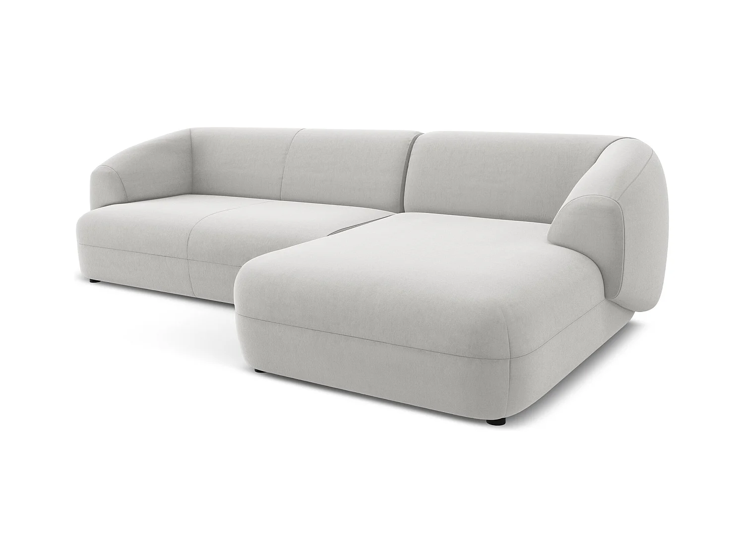 Canapé d'angle 3 places modulaire droit en velours - argent - MOANA