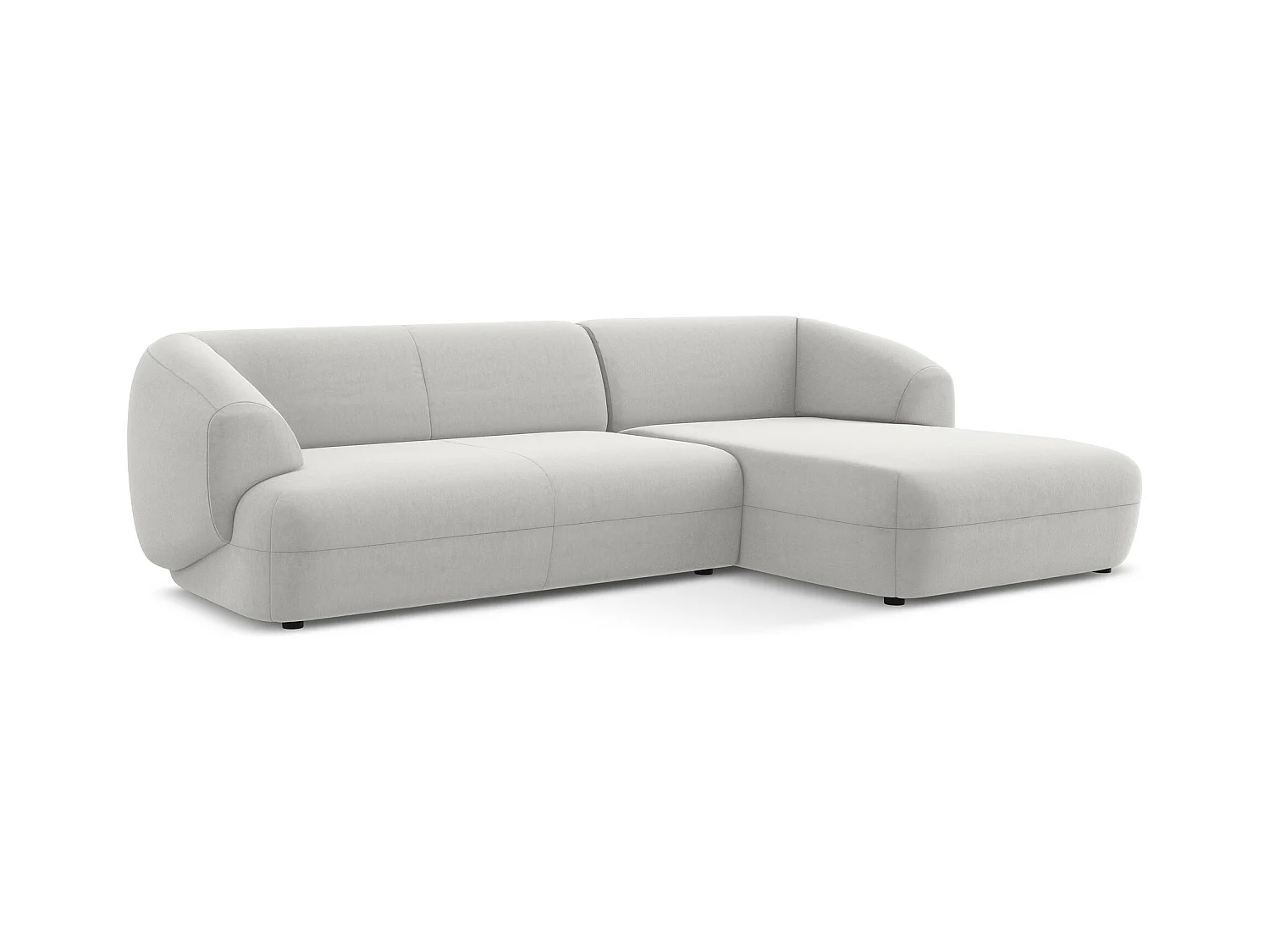 Canapé d'angle 3 places modulaire droit en velours - argent - MOANA