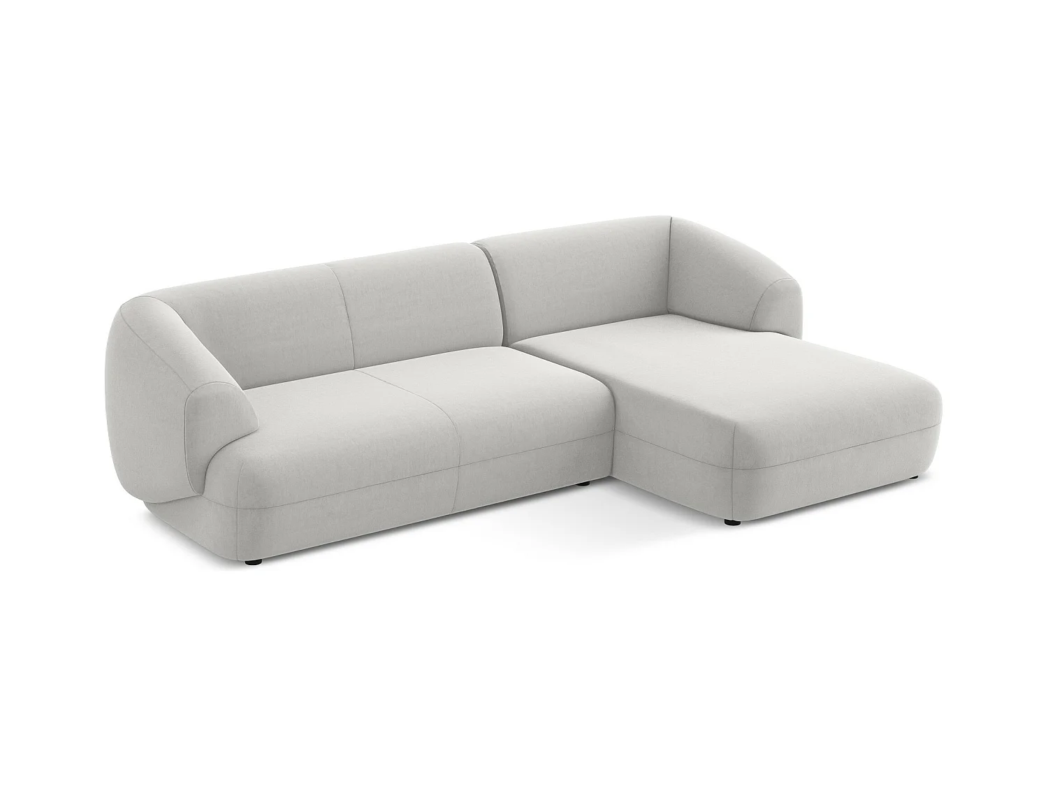 Canapé d'angle 3 places modulaire droit en velours - argent - MOANA