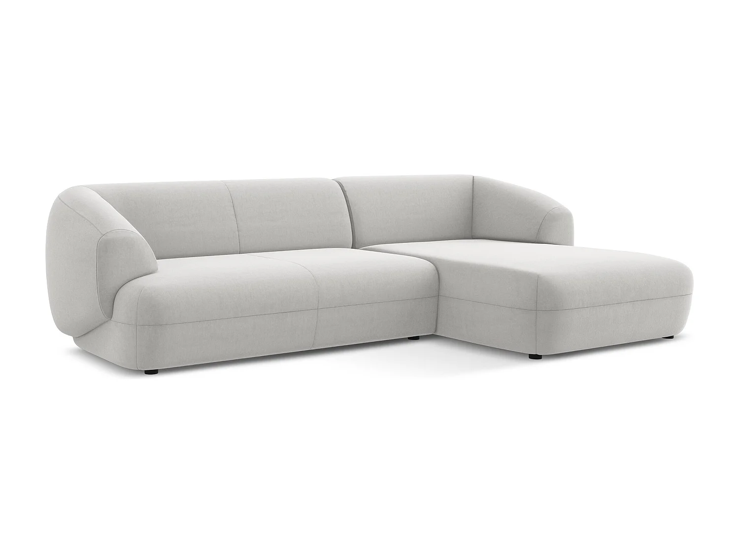 3-Sitzer Modulares Ecksofa - Ecke Rechts - Samt - Silber - MOANA