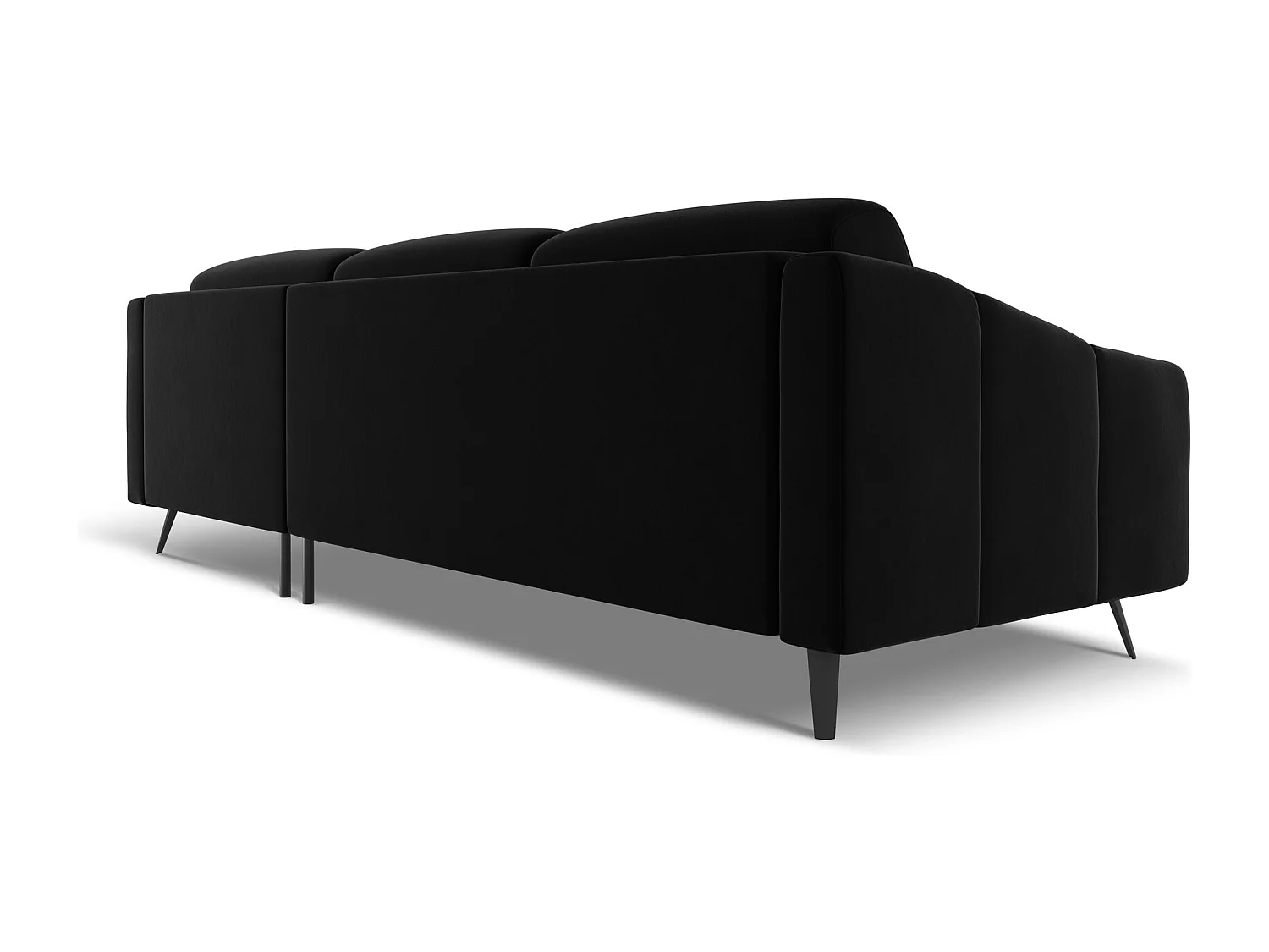 Canapé d'angle droit en velours - noir - NALU