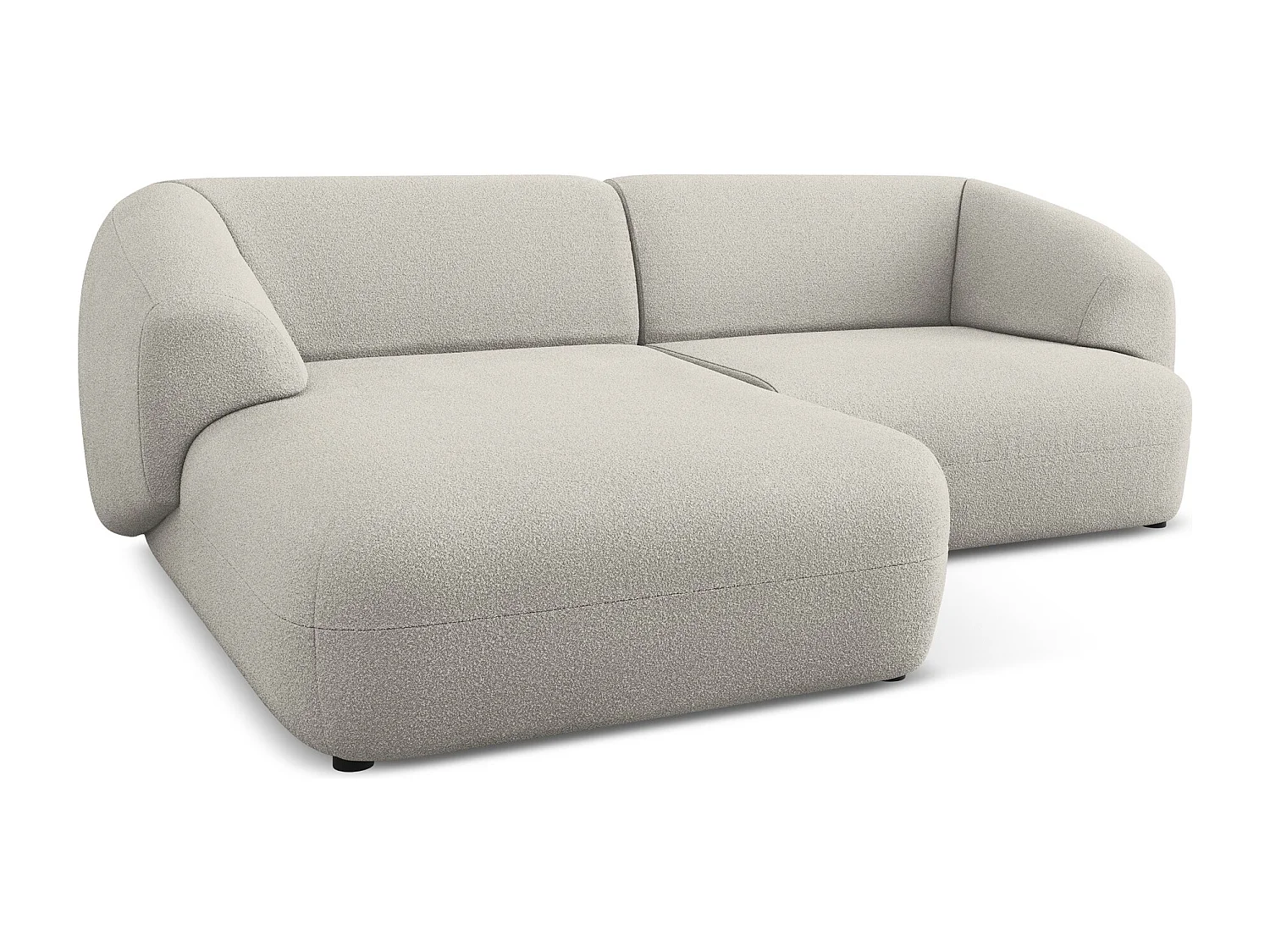 Sofá modular 2,5 plazas izquierdo de tela bouclé beige - MOANA