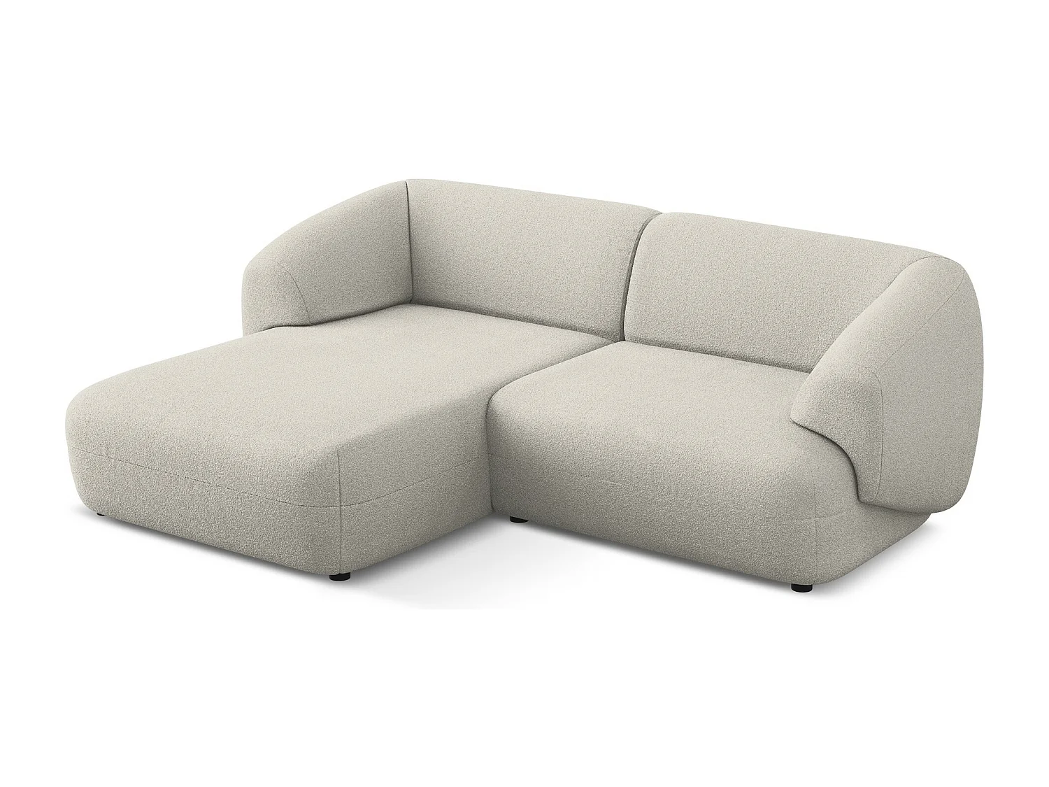 Sofá modular 2,5 plazas izquierdo de tela bouclé beige - MOANA