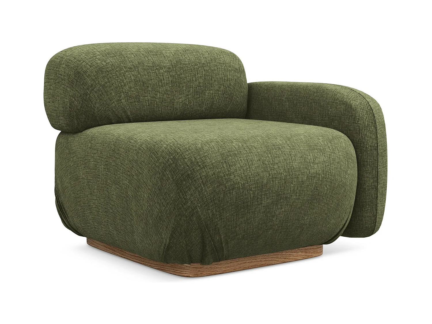 Module avec accoudoirs droit en tissu chenille - olive - AILANI