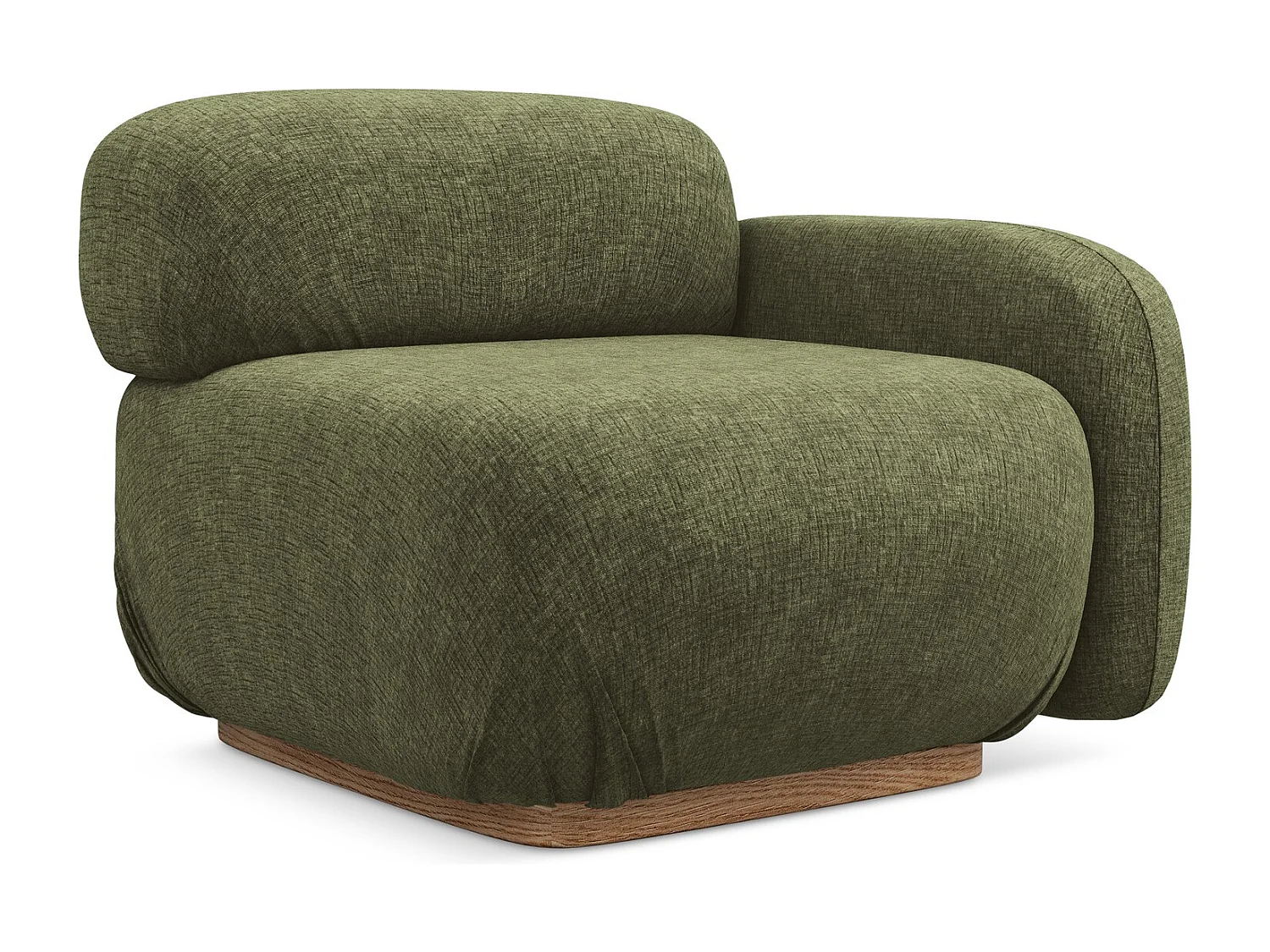 Module avec accoudoirs droit en tissu chenille - olive - AILANI