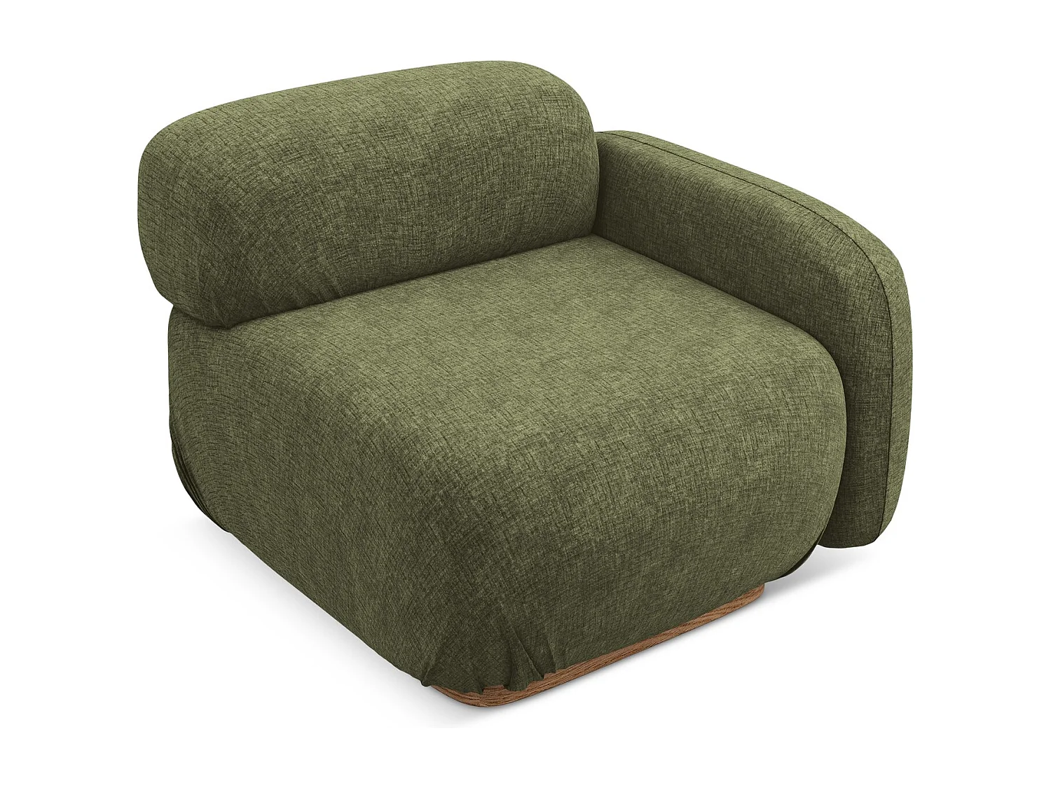 Module avec accoudoirs droit en tissu chenille - olive - AILANI