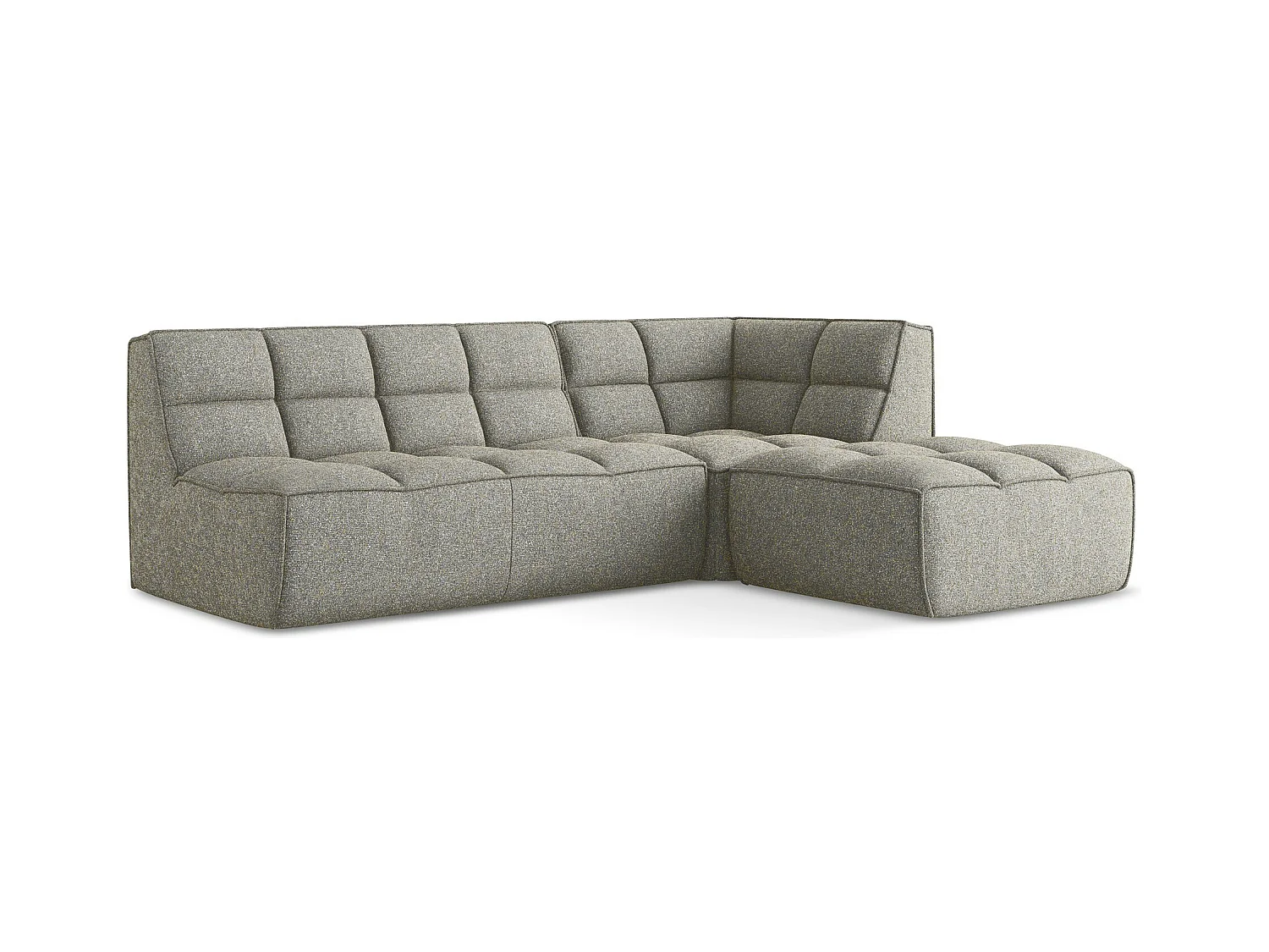 Canapé d'angle 4 places modulaire droit en tissu texturé - beige foncé - KALAI
