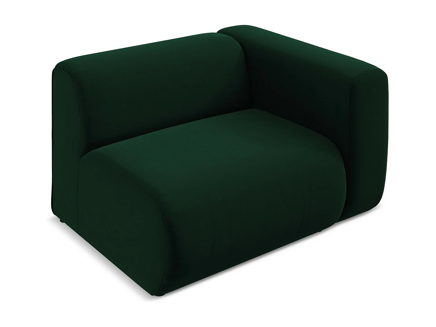 Bankmodule met armleuning rechts van flessengroen velours - EKAHI