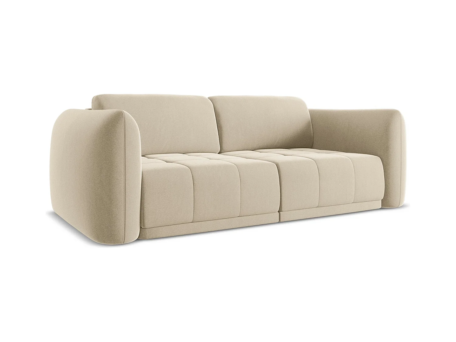 3-Sitzer Sofa - - Samt - Hell beige - HOKU