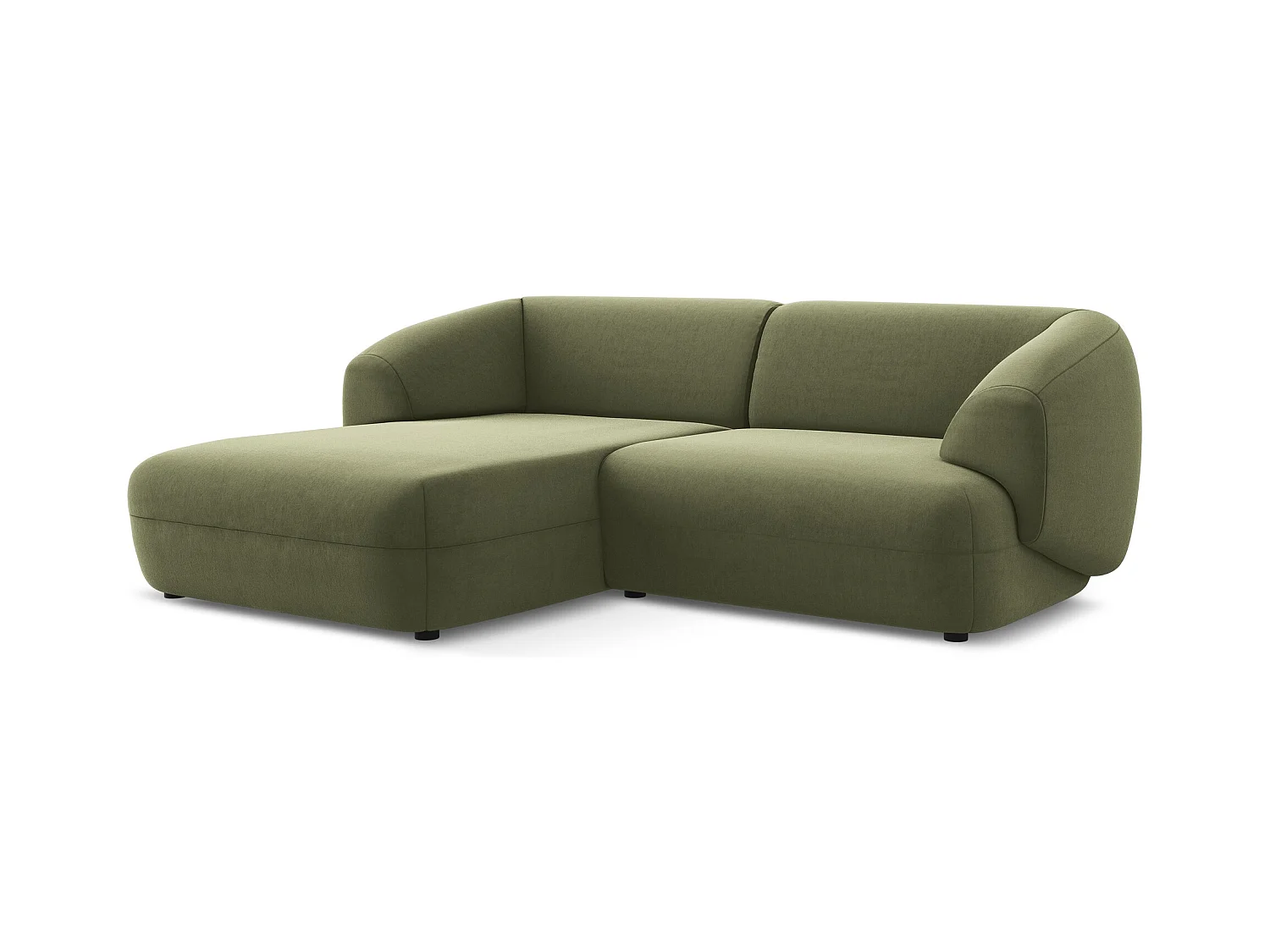 Canapé d'angle 2,5 places modulaire gauche en velours - olive - MOANA