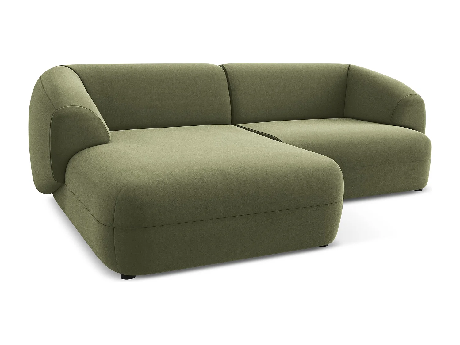 Canapé d'angle 2,5 places modulaire gauche en velours - olive - MOANA