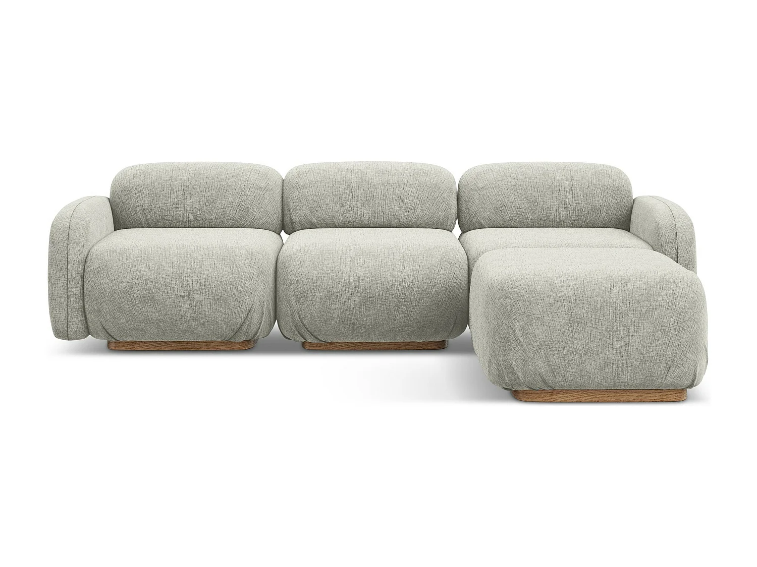 Omkeerbare modulaire hoekbank van zilver chenille stof - AILANI