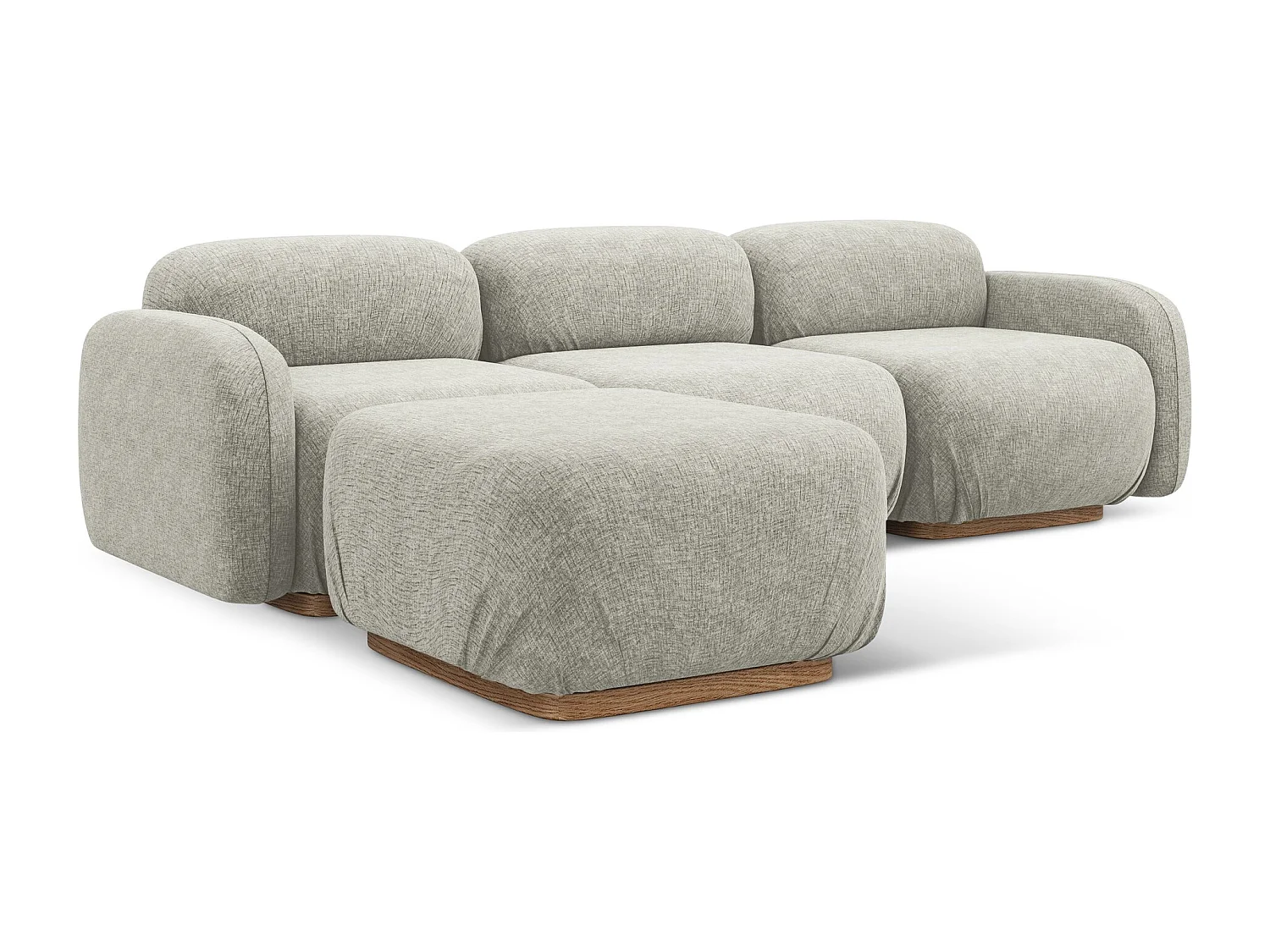 Omkeerbare modulaire hoekbank van zilver chenille stof - AILANI