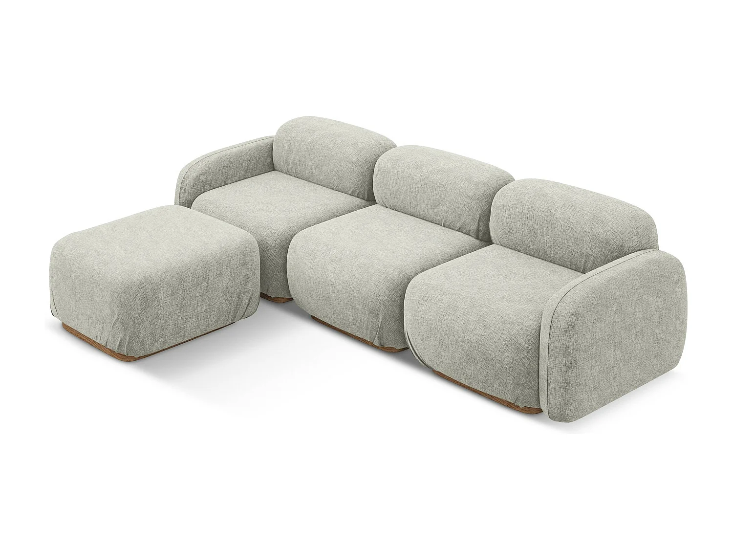 Omkeerbare modulaire hoekbank van zilver chenille stof - AILANI