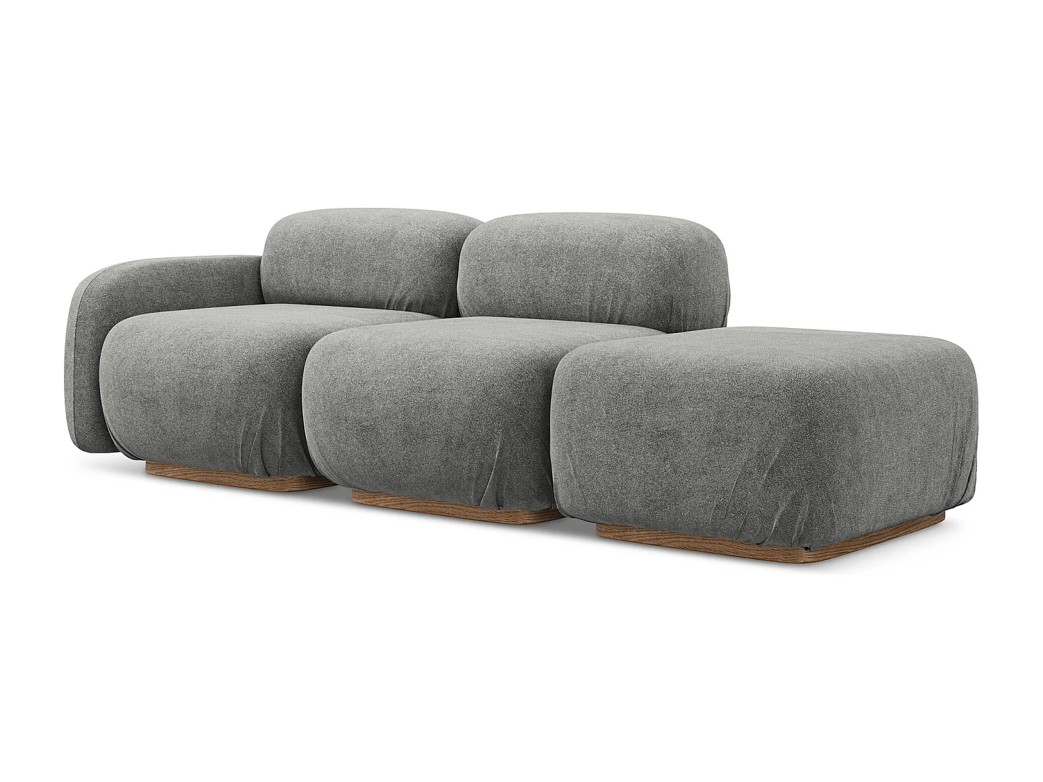 Modulares 3-Sitzer Sofa Rechts - - Bouclé - Graubeige - AILANI