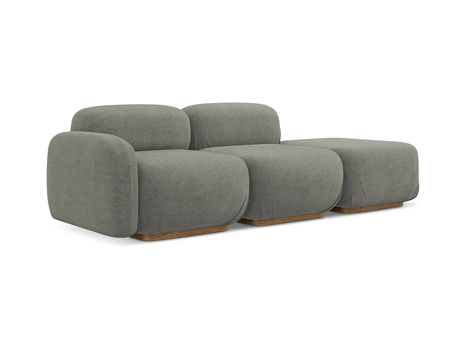 Canapé modulable 3 places droit en tissu bouclette - beige gris - AILANI