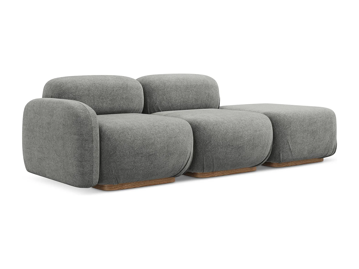 Canapé modulable 3 places droit en tissu bouclette - beige gris - AILANI