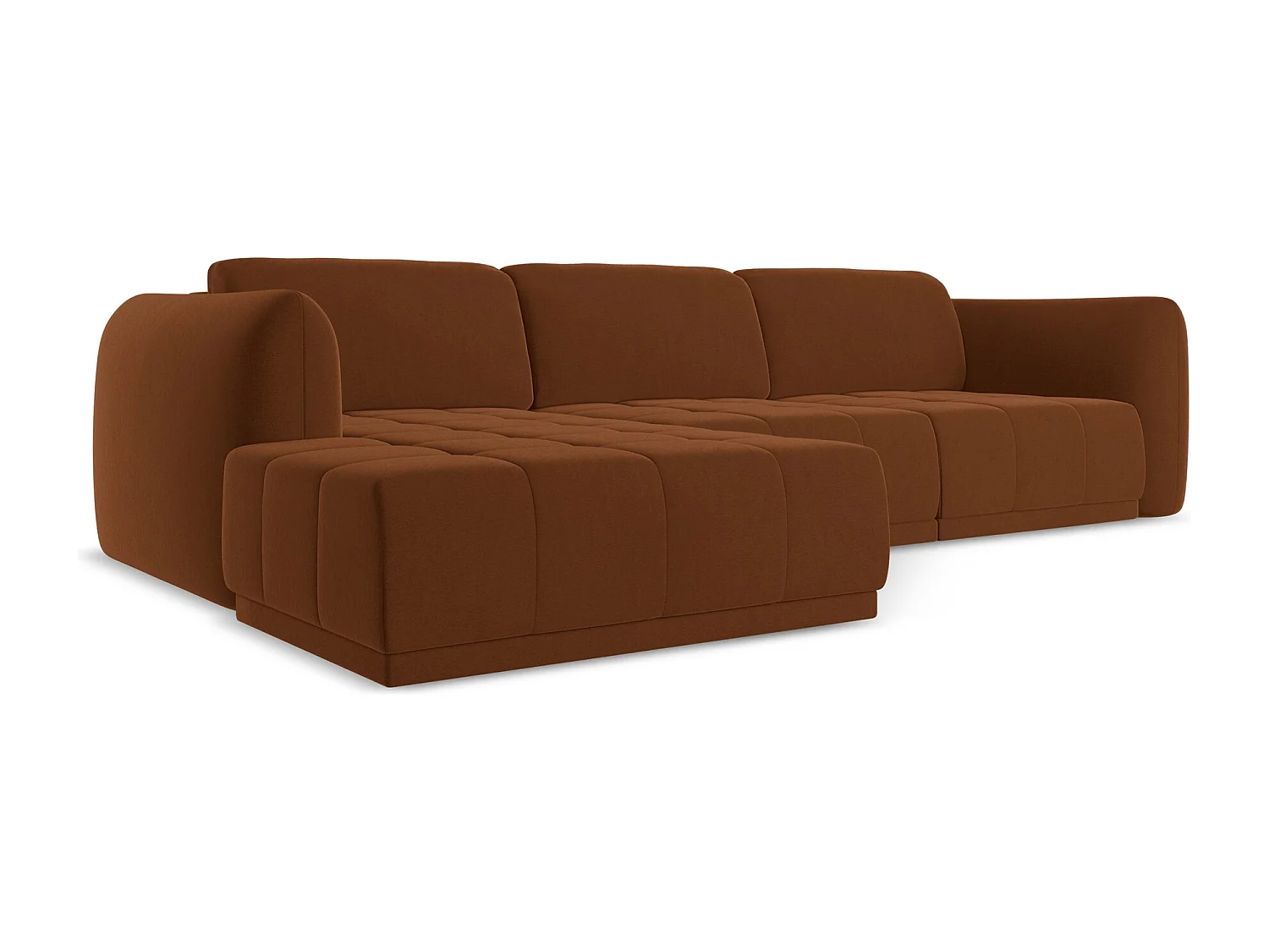 Ecksofa - Ecke Links - Samt - Terrakotta - HOKU