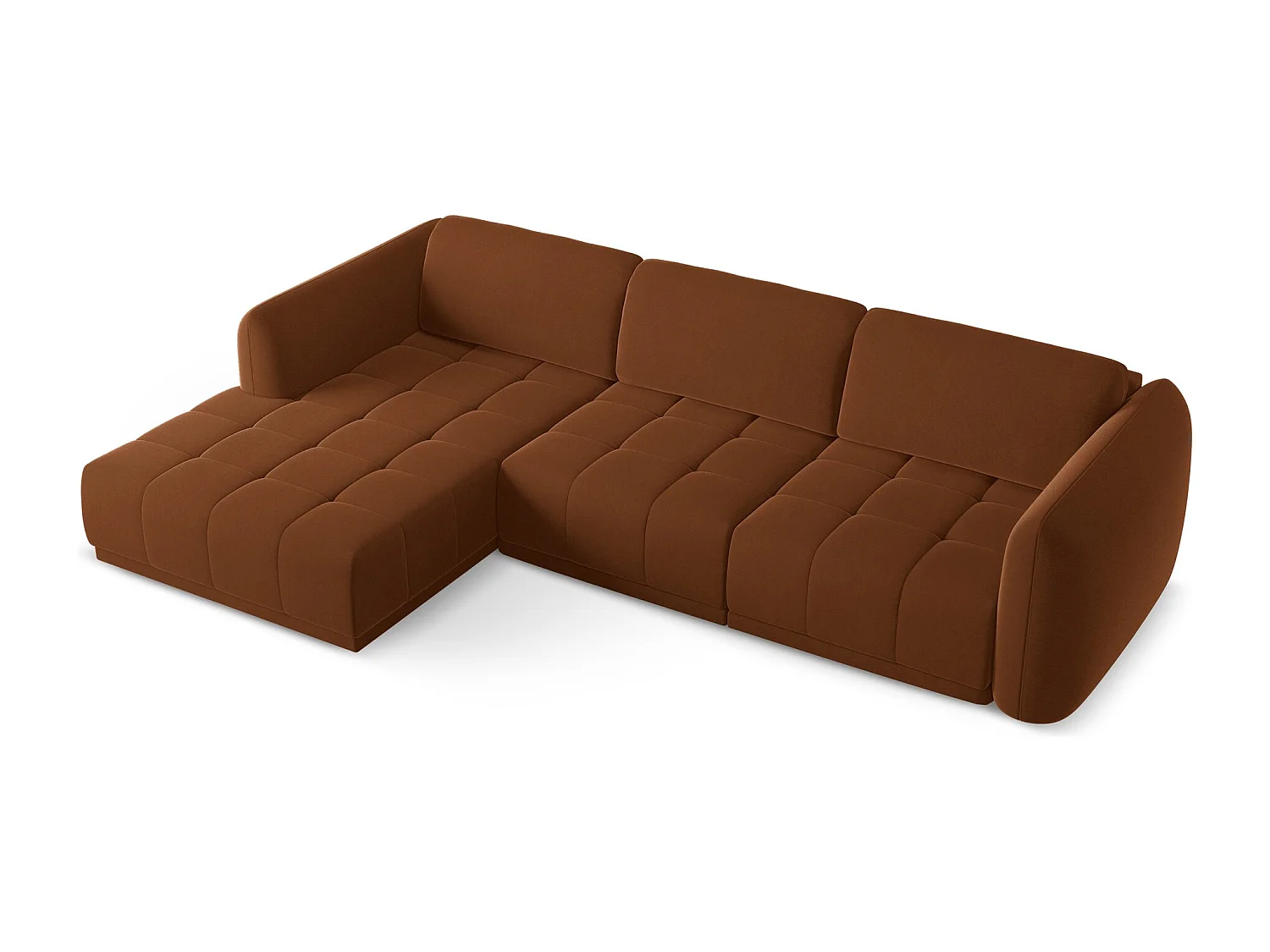 Ecksofa - Ecke Links - Samt - Terrakotta - HOKU