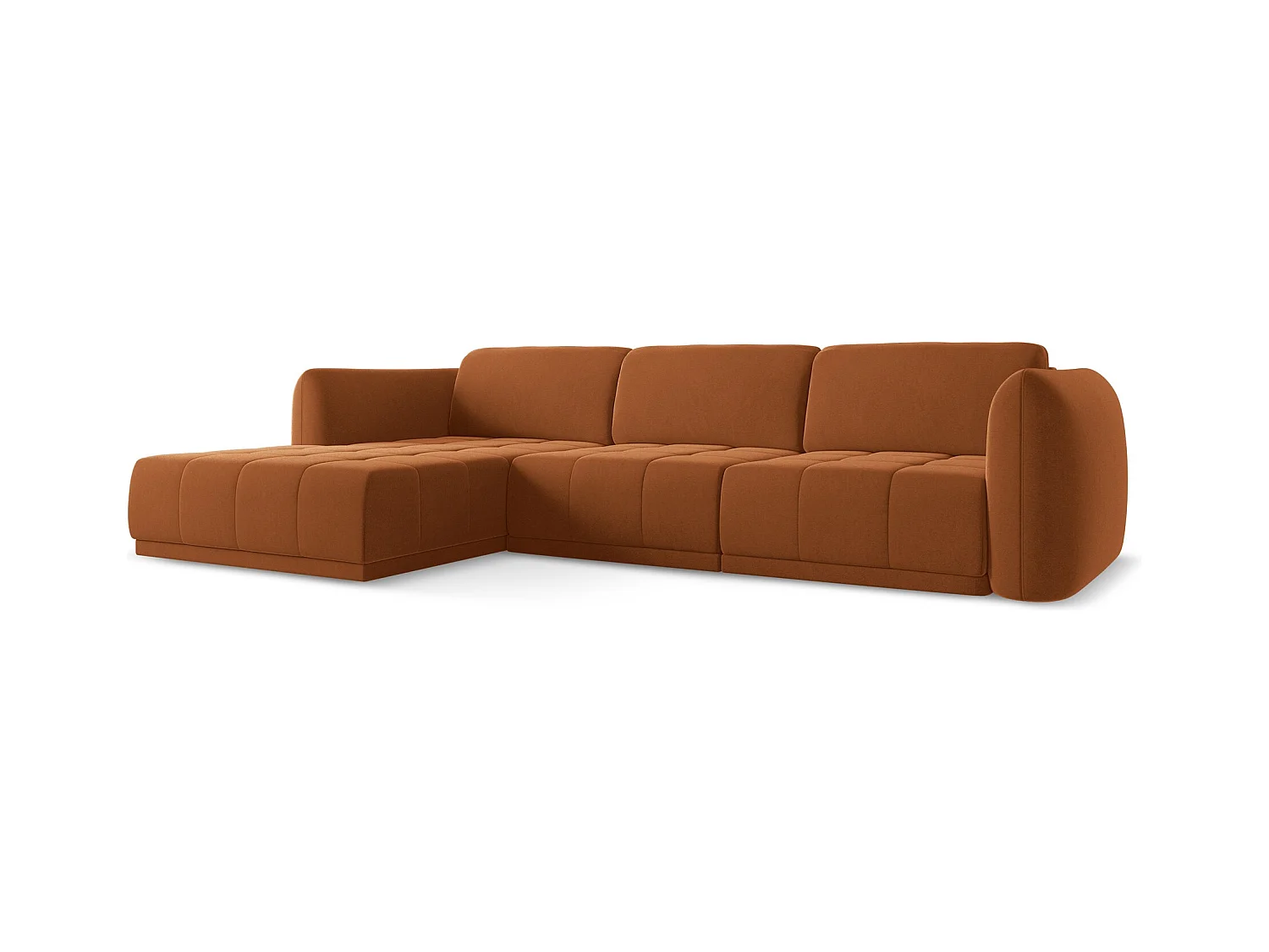 Ecksofa - Ecke Links - Samt - Terrakotta - HOKU
