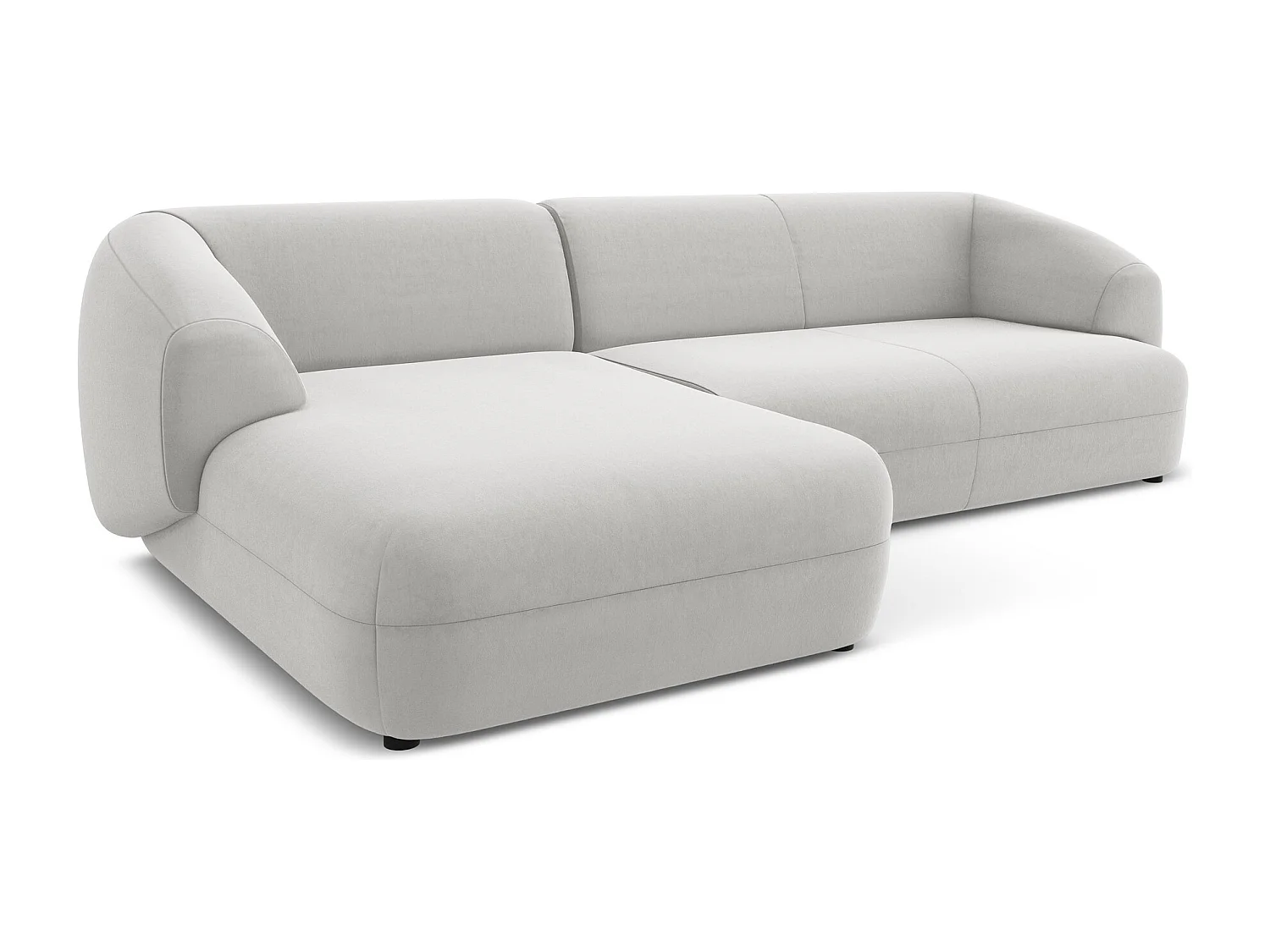 Canapé d'angle 3 places modulaire gauche en velours - argent - MOANA