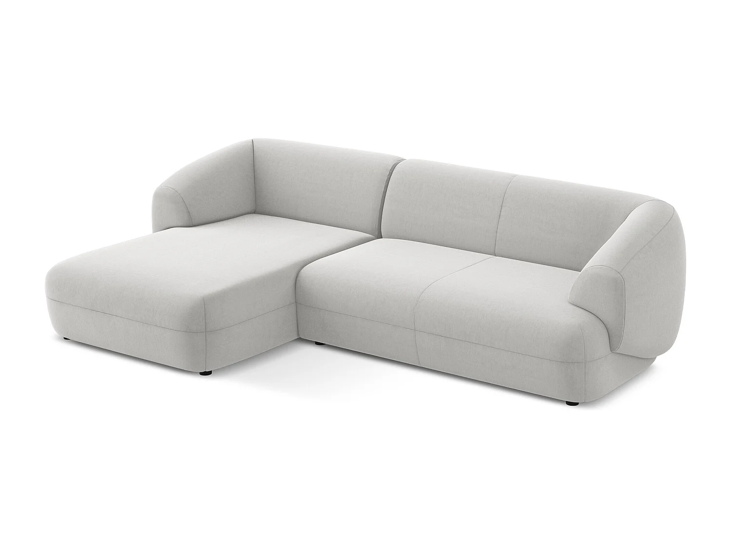 Canapé d'angle 3 places modulaire gauche en velours - argent - MOANA