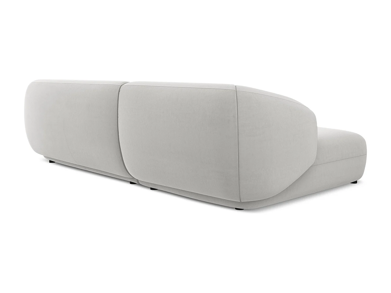 Canapé d'angle 3 places modulaire gauche en velours - argent - MOANA